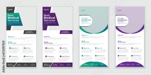 Bundle Medical Roll-Up Or Dl Flyer And Rack Card Design Creative Flyer Set, Corporate Branding, Brochure Template