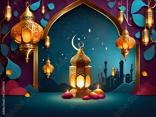 mosque in night with candle