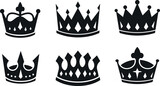 Black crown symbol Set of black crown icons collection big