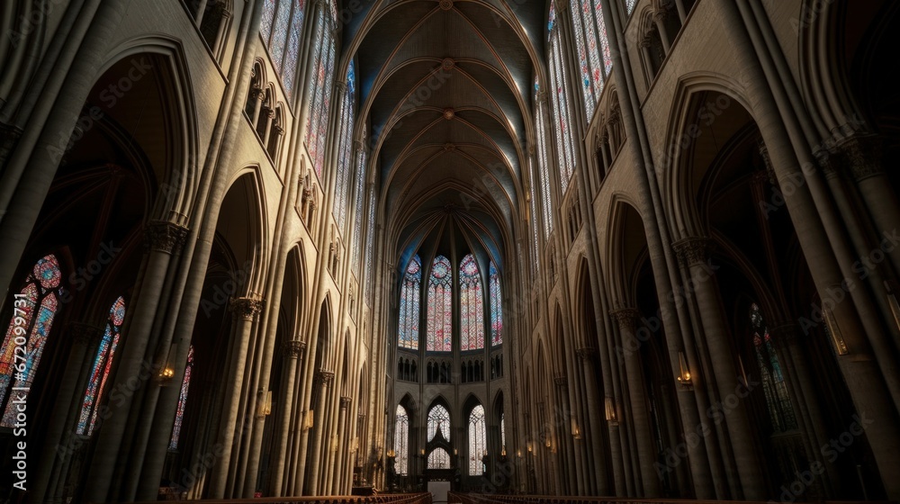 AI-generated illustration of a cathedral interior with big windows