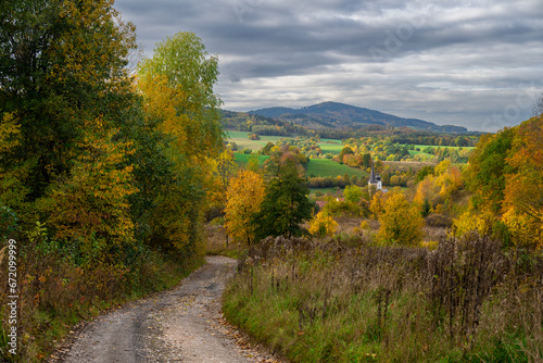 autumn in Kaczawskie mountains in Poland 