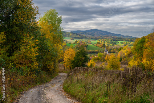 Obraz na płótnie autumn in Kaczawskie mountains in Poland w salonie