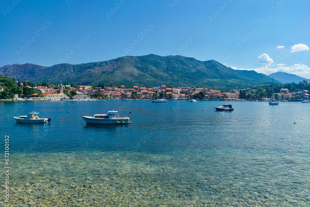 Sudjuradj, Croatia - August 09, 2023: Village of Sudjuradj, island of Sipan, near Dubrovnik, Adriatic sea, Croatia