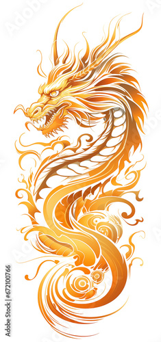 Golden Chinese Dragon Graffiti Figura serpentinata style photo