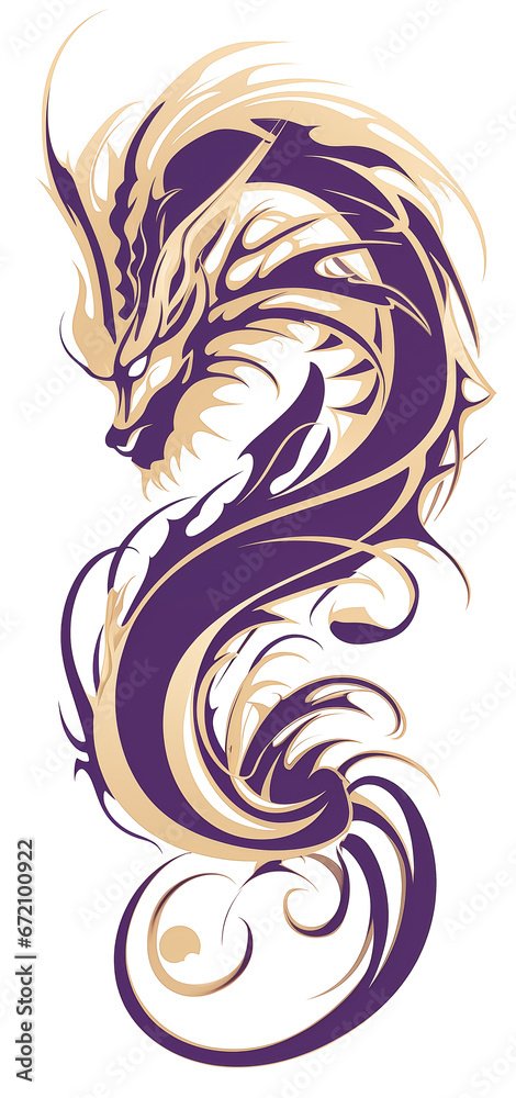 Purple and Golden Chinese Dragon Graffiti Figura serpentinata