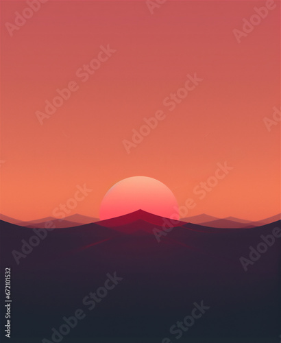 Background of a landscape with the sun rising