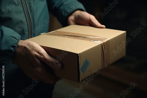 The moment of a vtykaniye of a hand in a box with a post parcel to take contents. © Amir