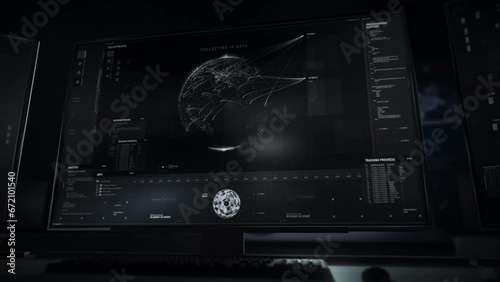 Wallpaper Mural Hacking the web location tracking application to steal important info. Hacker accessing the web position tracking interface. Hacker tracks down the position of the target computer using a web app. Torontodigital.ca