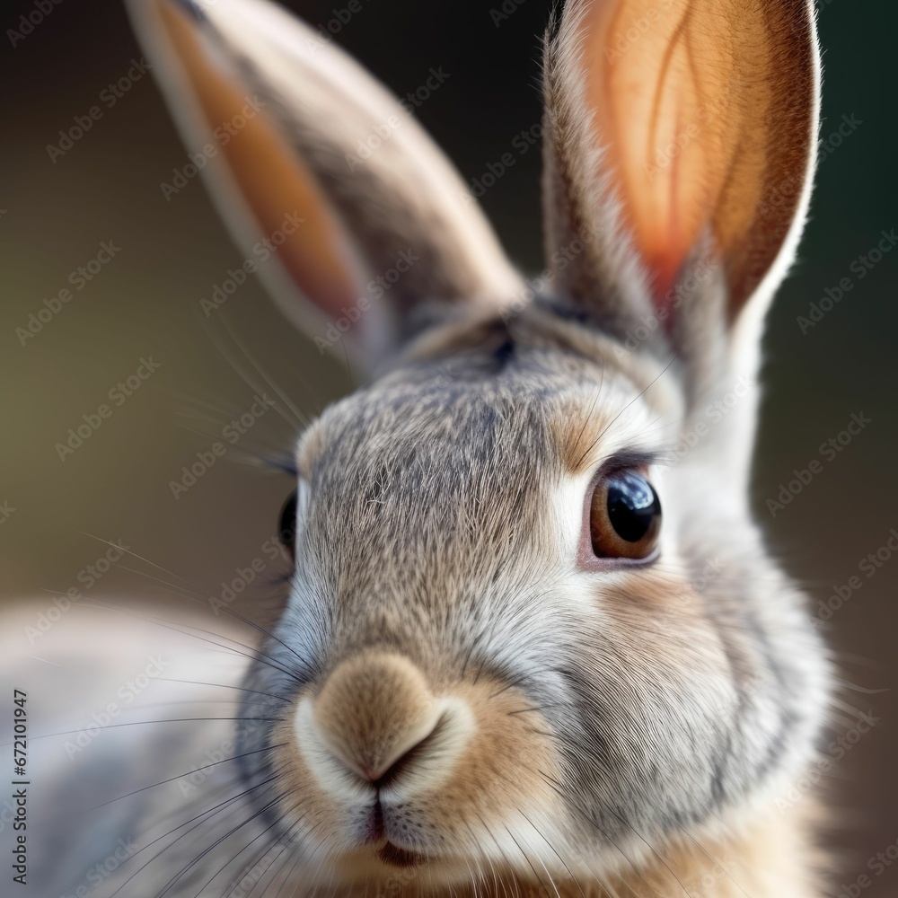 AI generated illustration of a rabbit with big brown eyes