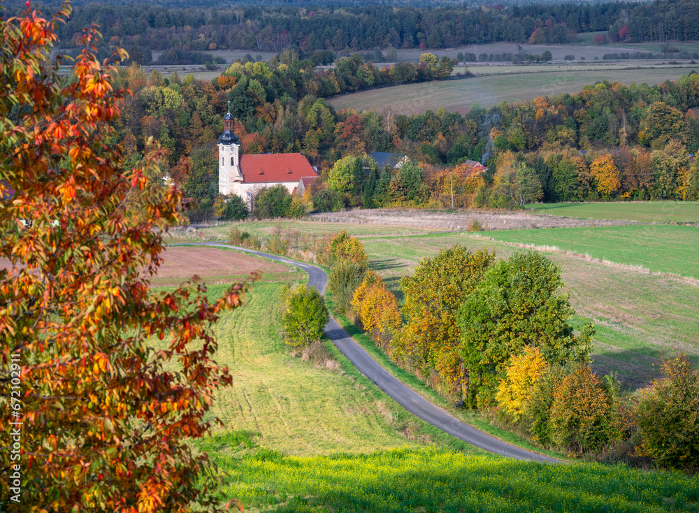 autumn in Kaczawskie mountains in Poland