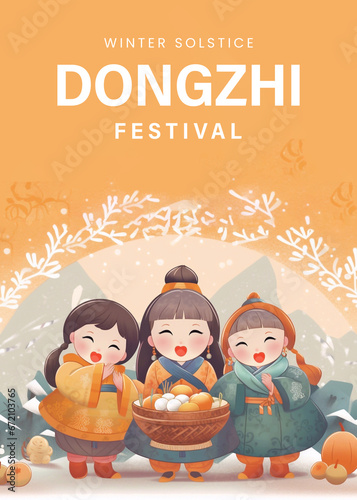 Dongzhi. Chinese Winter Solstice Festival  social media poster design photo