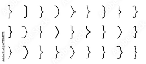 Text brackets, quote, banner icon set