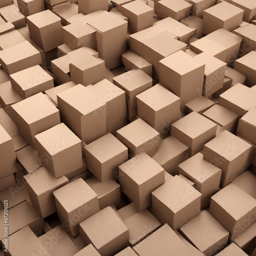3d render of a cubes structure, cubes surface, carton bricks, box stack