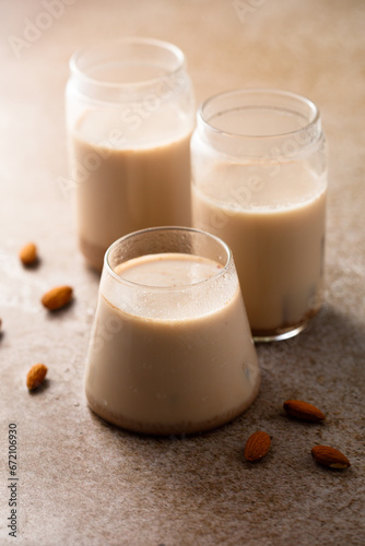 Homemade iced vegan cocoa drink