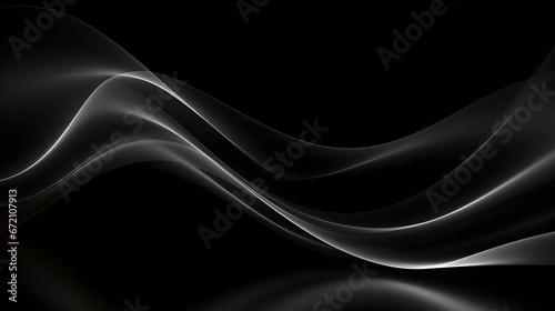 Modern Black white wave Background on black background, Line Light wave Abstract