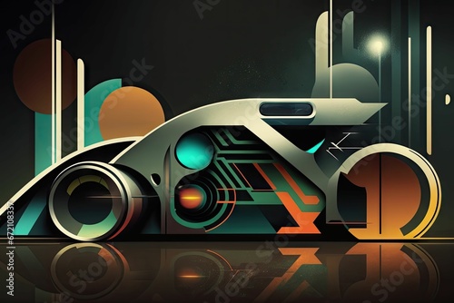 AI generated illustration of a futuristic silver luxury sport car © Wirestock