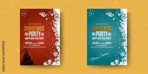 Merry Christmas party flyer design on a red background invitation theme concept Happy holiday greeting card template, Merry and Bright Corporate Holiday Cards, Merry Christmas, and Happy New Year!
