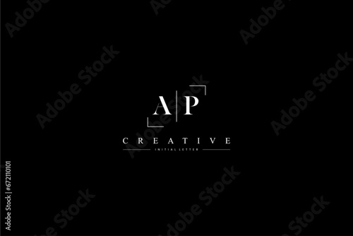 minimalist AP initial logo with simple vertical stroke line in black 110323