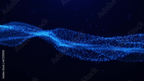 Wallpaper Mural Abstract digital dynamic particle waves with light motion lights background, data flow, cyber technology. 3D rendering. Seamless loop 4k video. Screensaver video animation. Torontodigital.ca