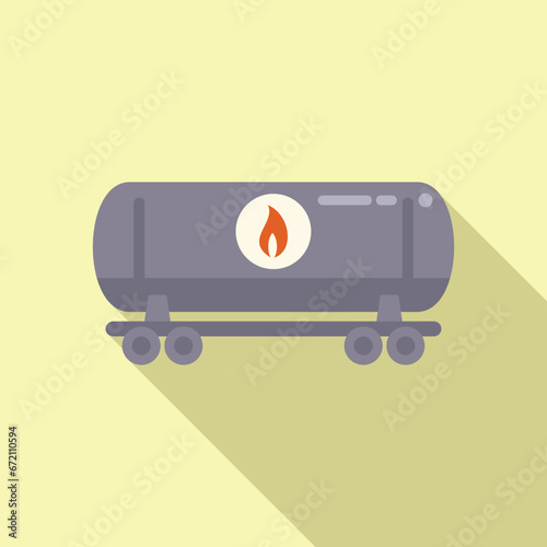 Wagon kerosene tank icon flat vector. Chemical container energy. Camp petrol handle