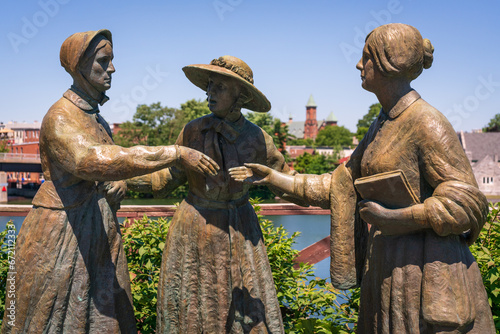 First Wave Statue Exhibit at The Women's Rights National Historical Park in Seneca Falls, New York