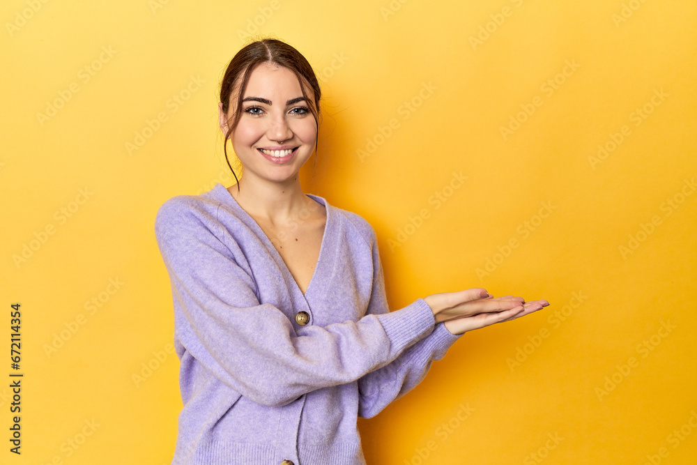 holding a copy space on a palm. holding a copy space on a palm.