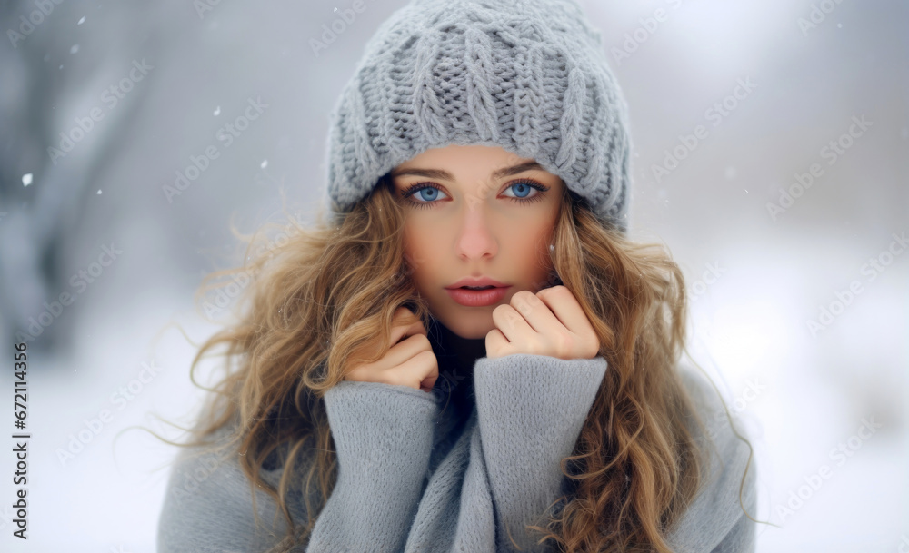 portrait of a woman in winter portrait of a woman in winter