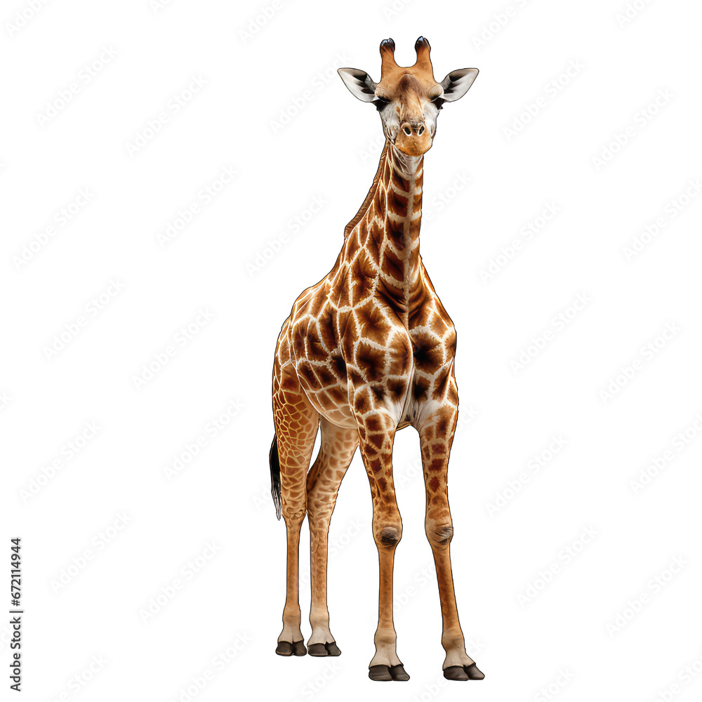 Full view of of giraffe isolated on white background