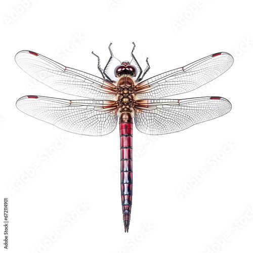 red dragonfly isolated on white background
