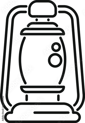 Miner kerosene lamp icon outline vector. Fuel heater tank. Metal oil lamp