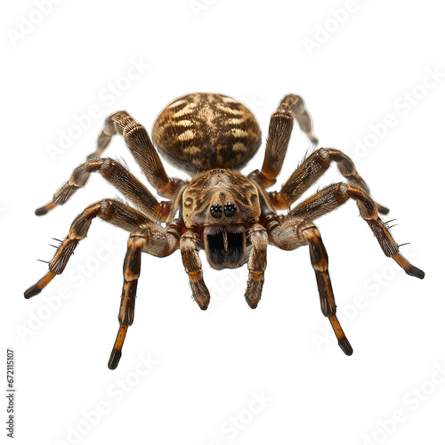 Front of spider isolated on white background