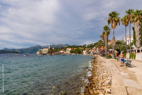 Lopud, Croatia - August 09, 2023: Village in Lopud island, Croatia. The Elaphiti Islands is a small archipelago consisting of several islands stretching northwest of Dubrovnik