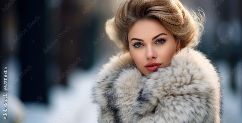portrait of a woman in a fur coat portrait of a woman in a fur coat