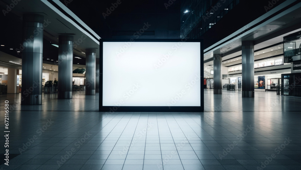 an empty billboard in an empty mall mockup an empty billboard in an empty mall mockup