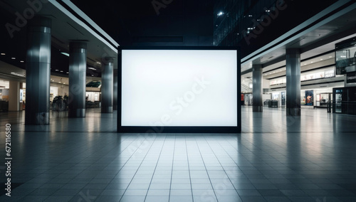 an empty billboard in an empty mall mockup