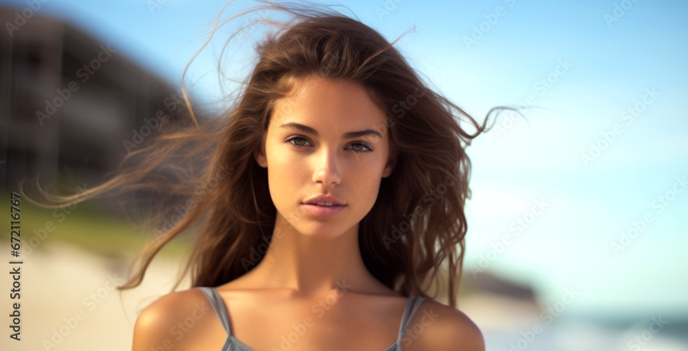 portrait of a woman on beach portrait of a woman on beach