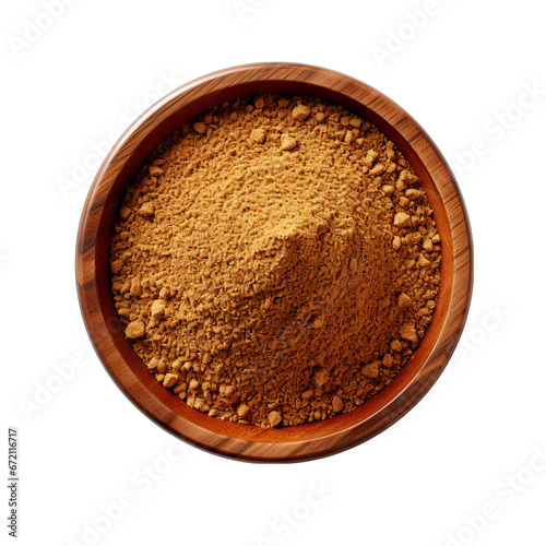 Top View of a Bowl of Ground Cumin Isolated on Transparent or White Background, PNG