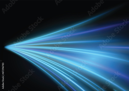 Modern abstract high-speed light motion effect on black background. vector illustration.