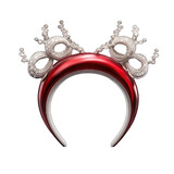 Christmas hairband with reindeer horn and red ribbon isolated on white
