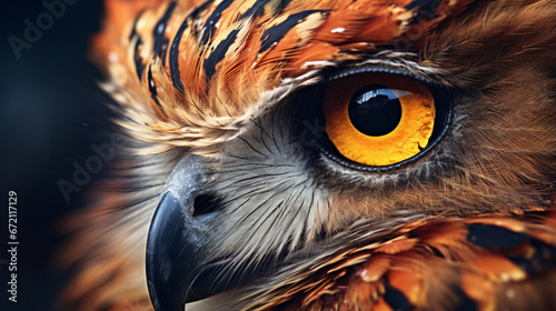 Owl bird playing, close-up.