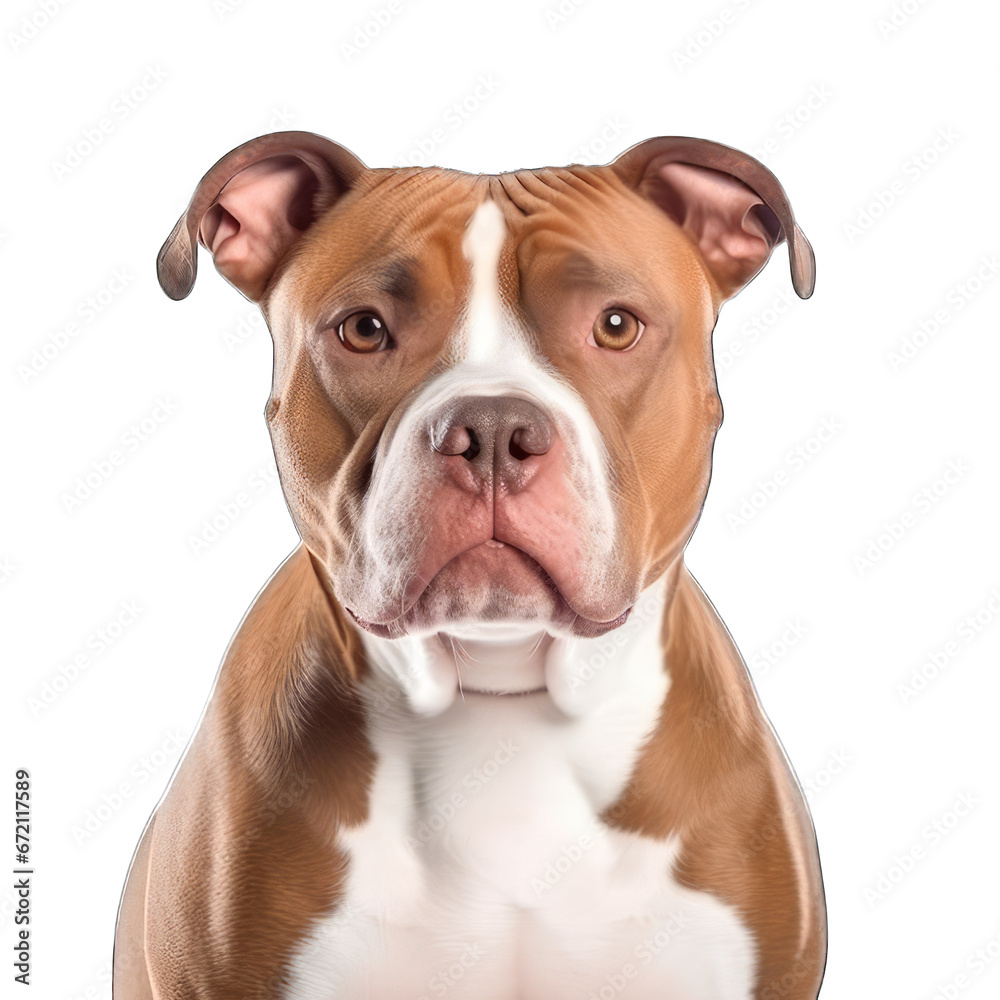 Portrait of English bulldog/pitbull isolated on white background