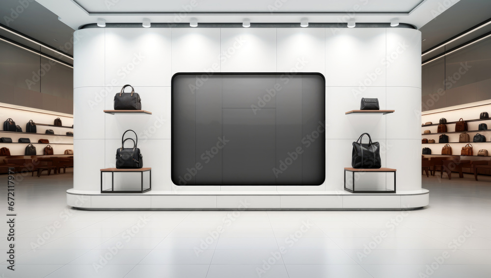 Fototapeta premium blank display screen wall store mock up