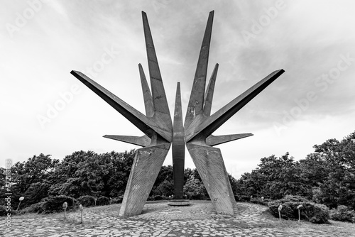 Sopot, Serbia - June 11, 2023: Kosmaj monument in the Kosmaj mountains. Monument to the Fallen Soldiers of the Kosmaj Partisan Detachment, Kosmaj mountain near Belgrade, Serbia photo