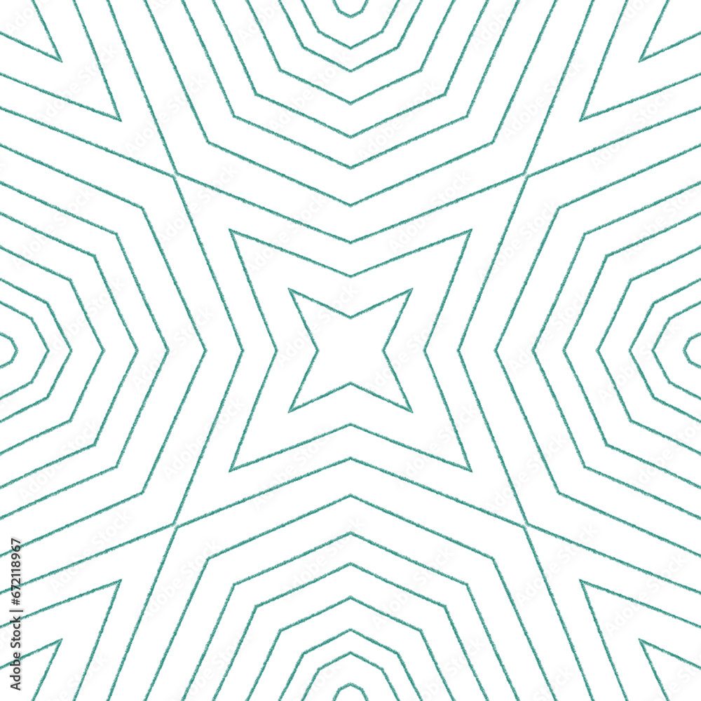 Ikat repeating swimwear design. Turquoise