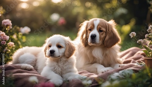 charming dogs in the garden