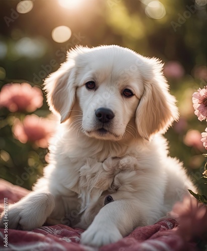a charming dog in the garden