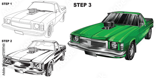 green drag race illustration isolated in white background, this design is not ai generated.` Please see my portfolio. I've been making microstock designs for 3 years