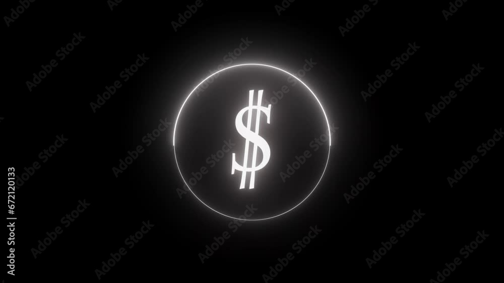 Glowing Dollar icon symbol animation Glowing Dollar icon symbol animation
