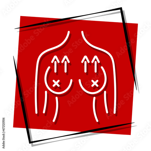 Breast lift red banner in frame. Vector illustration.