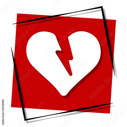 broken heart red banner in frame. Vector illustration.